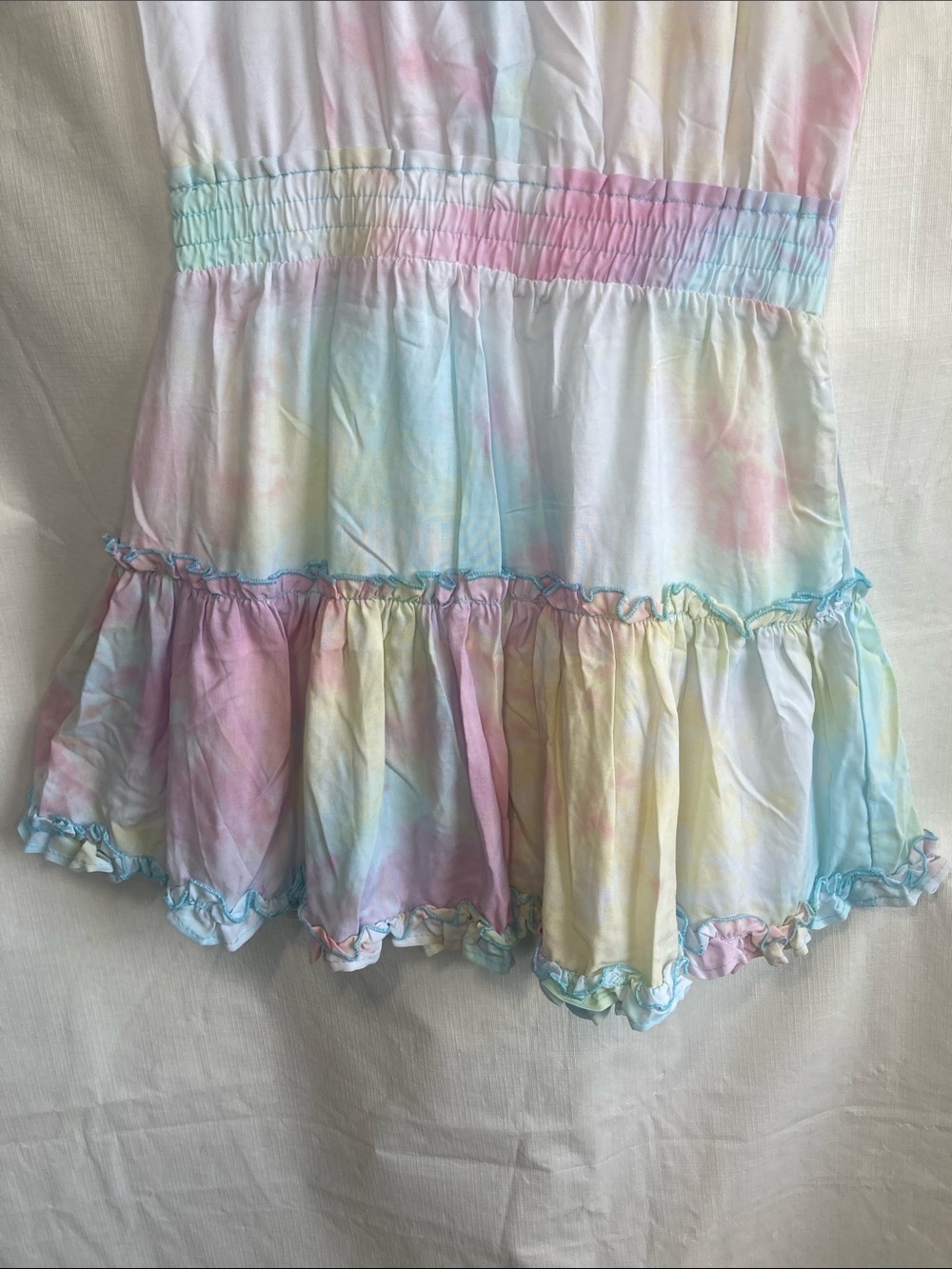 Rue21 dress puff sleeve pastel tie dye w tassel tie boho festival western S jrs - Picture 6 of 17